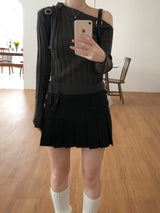 Ribbon One Shoulder Knitwear (4 colors)