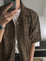 ASCLO Leopard Open Collar Short Sleeve Shirt (3color)