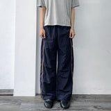 Navy Side-Line Draped Pants