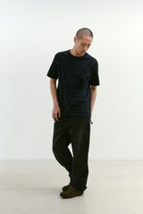 ルーズフィットテーパードデニムパンツ (Washed Black)