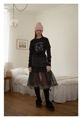 Pearl Ribbon Furry Knit Beanie