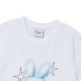 25SS WOMAN ROUND SPRAY RABBIT CROP SHORT SLEEVE T-SHIRT WHITE