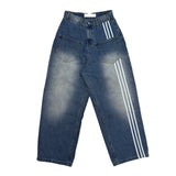 Line big pocket denim pants