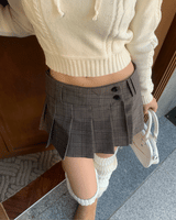 ラップチェックプリーツミニスカート