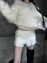 studded faux fur banded shorts (2color)