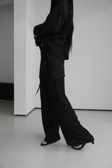 chiffon wrap skirt layered pants (2color)