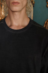 DYED ARGYLE LONG SLEEVE T SHIRT / CHARCOAL