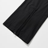 ポリーコットンリブバックルパンツ - ブラック