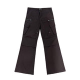 スチールジッパー カーゴコットン ロングワイドワークパンツ (4 colors)