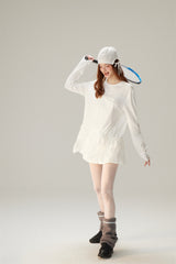 Sweet & Cool Lace Accent Ribbon Point Long T-Shirt