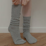 CROCHET LACE KNEE SOCKS (GRAY)
