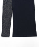 Melange Rib Panelled Long Dress _ NAVY