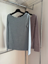 ボートネックストリッピードTシャツ(2 colors)