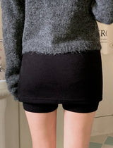 Slit Layered Knit Skirt Pants (2color)