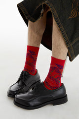 Retro dragon embroidered socks
