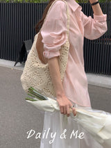 Oversized fit see-through shirt(4color)