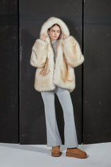 TWO TONE FUR JACKET -IVORY