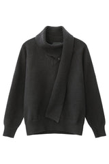 Detachable Scarf V-Neck Sweater