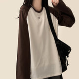 Billy color matching nagrang loose fit long sleeve tee