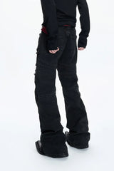 Distressed Studded Curved Jeans