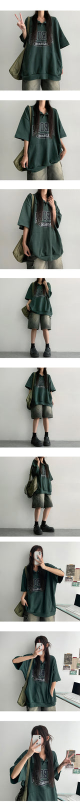 Domt collar short-sleeved t-shirt