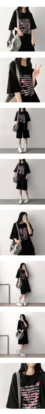 Ous レタリング スケッチ ボックスフィット 半袖 Tシャツ