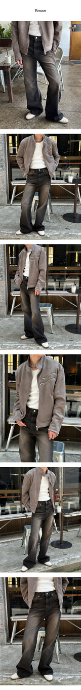 [F/W] Brush washing flare denim pants (2color)