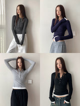 Base Spandex Round Long Sleeve T-Shirt