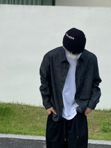 ブラックデニムストリングシャツ