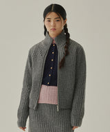 Women’s Knit Zip-Up Cardigan Charcoal