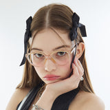 [SET] サテンミッドリボンヘアクリップピン　ブラック