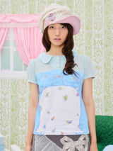 「UnsocialNight 夏の新作、インフレータブルキャット×コラボイラストプリント、パフスリーブ半袖トップス