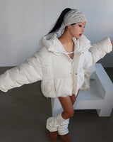Robs High-Neck Hooded Short Padded Jacket