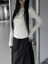 minimal pleated long sleeve T (3color)