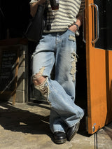 Waydone destroyed wide denim pants