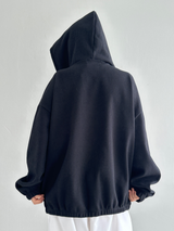 (UNISEX)ワッフルシックボクシーオーバーサイズドロングルーズソフトフィットビッグフーディージップアップ