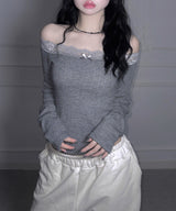Knit Lace Off Tee (4colors)