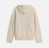 [wool30%] ウッズケーブル ツーウェイニット フード付きジップアップ