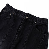 DIAGONAL CUT DENIM PANTS
 - BLACK