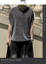 Boel Velour Ribbed Henley Short Sleeve