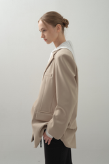Glossy Wide Jacket_Beige