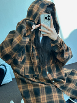 M-3XL✨オーバーフィットボクシーチェックスカート🖤🩶💙✨4カラー