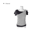 [SET] Resin Unbalanced Sleeveless One Shoulder Button Short Sleeve T-shirt