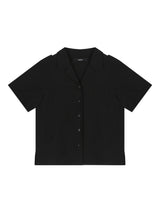 バックカットアウトリネンシャツ(Black)