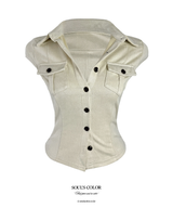 Velvet Suede Pocket Slim Shirt Top