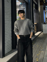 Tei velvet wide denim pants
