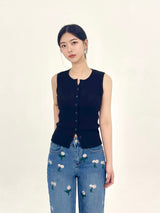 DAISY EMBROIDERED BLUE DENIM PANTS code 25000