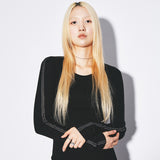 Line point knit top [black]