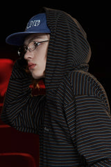 STRIPE LOGO HOODIE / BLACK