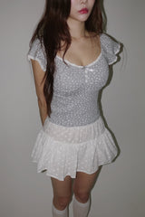 Romance Flower Shirring Sleeveless Top